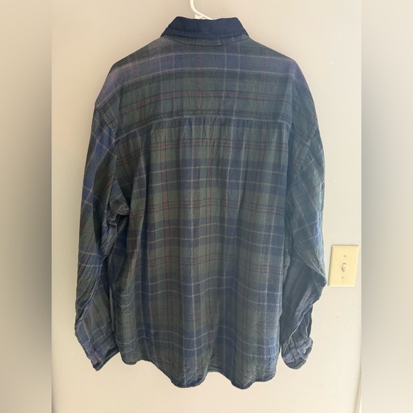 Ruff Hewn Button Up Long Sleeve Flannel Men’s SZ XL Collared Green Blue Pockets - Picture 7 of 9